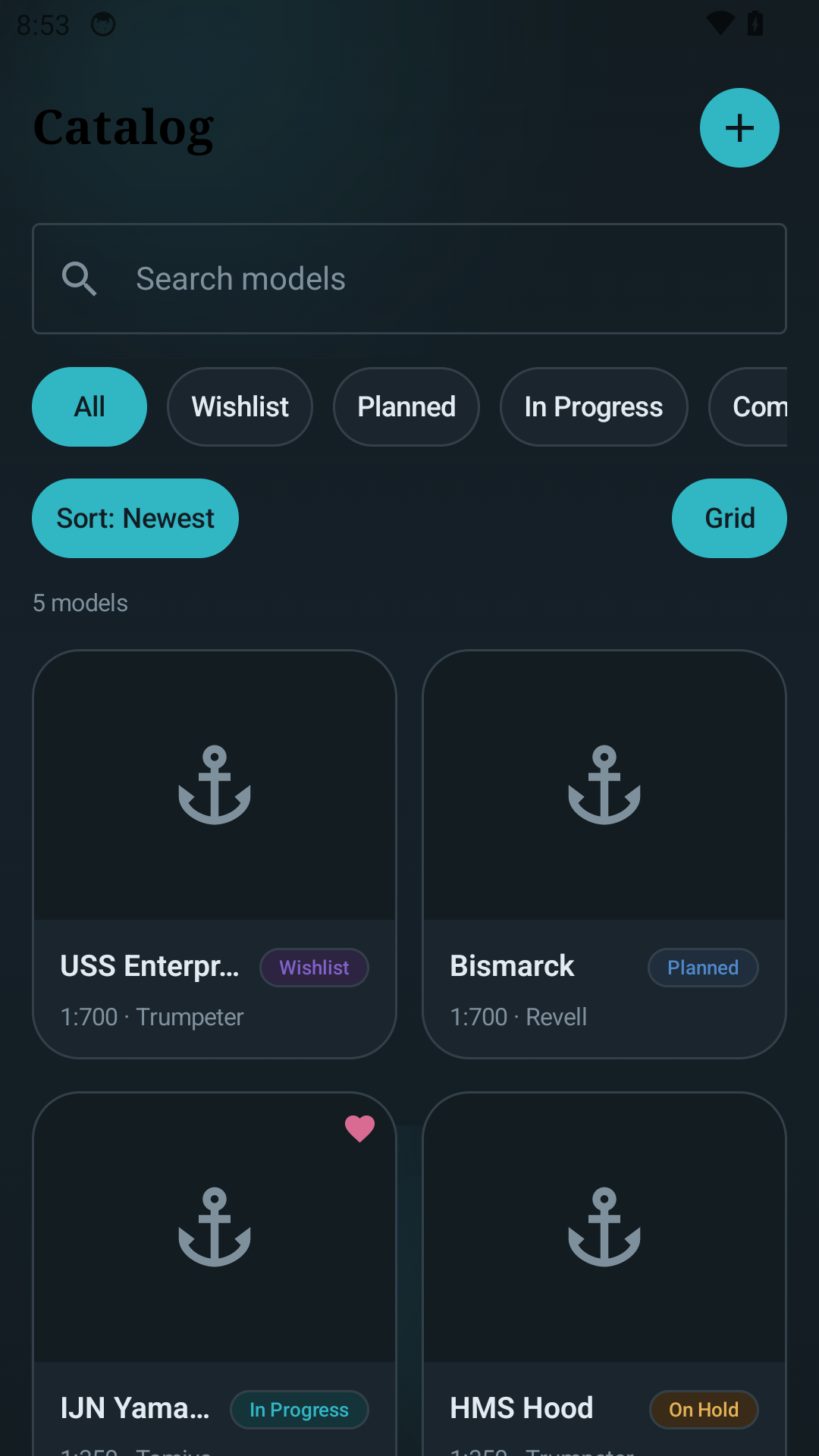 Catalog screen
